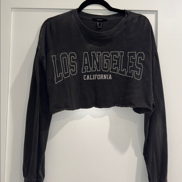 Forever 21 Black Los Angeles Cropped Hoodie - Picture 6 of 8